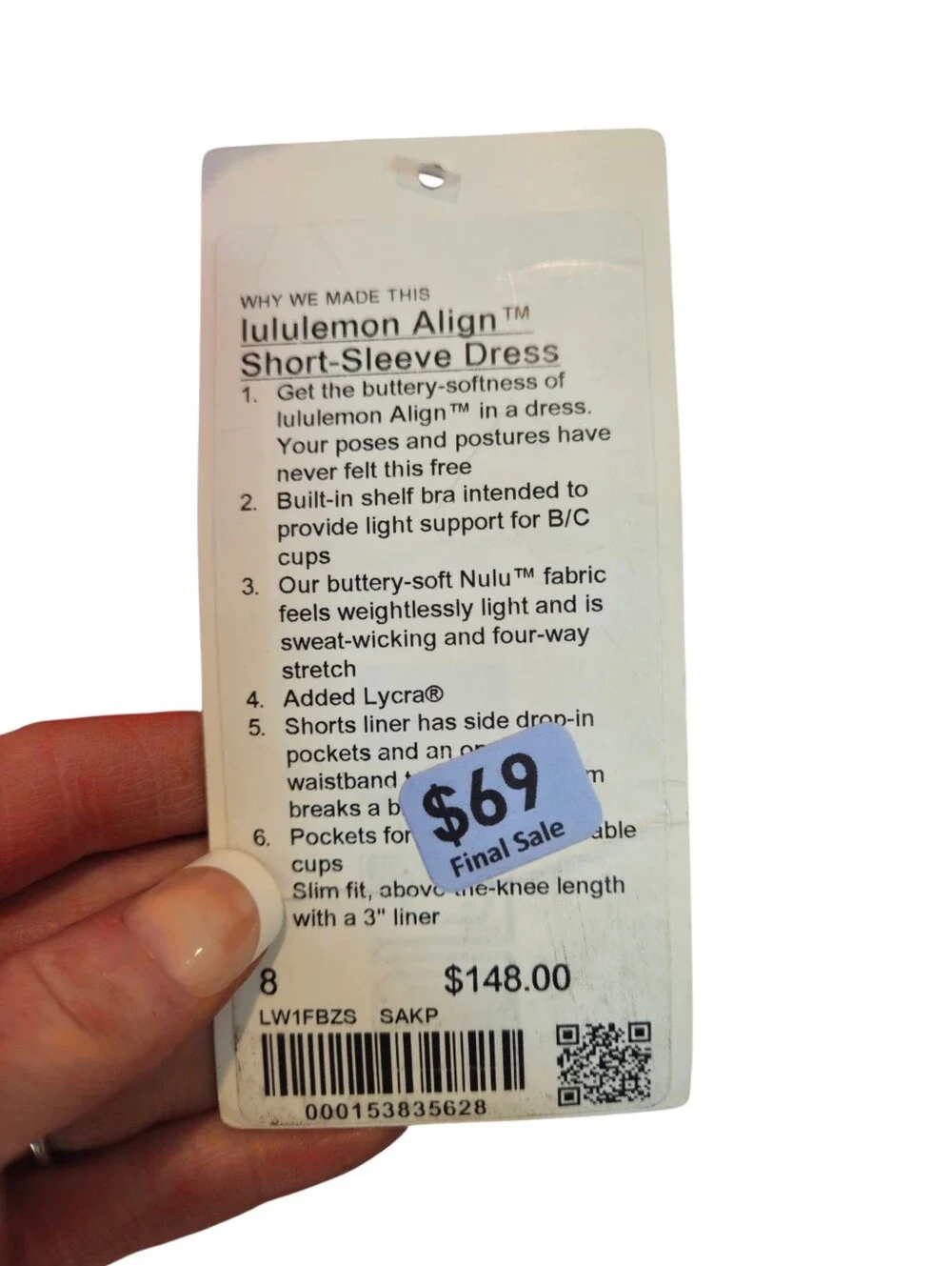 Lululemon Align Short Sleeve Dress Sonic Pink Built In Shorts Size 8 NWT - Picture 5 of 9